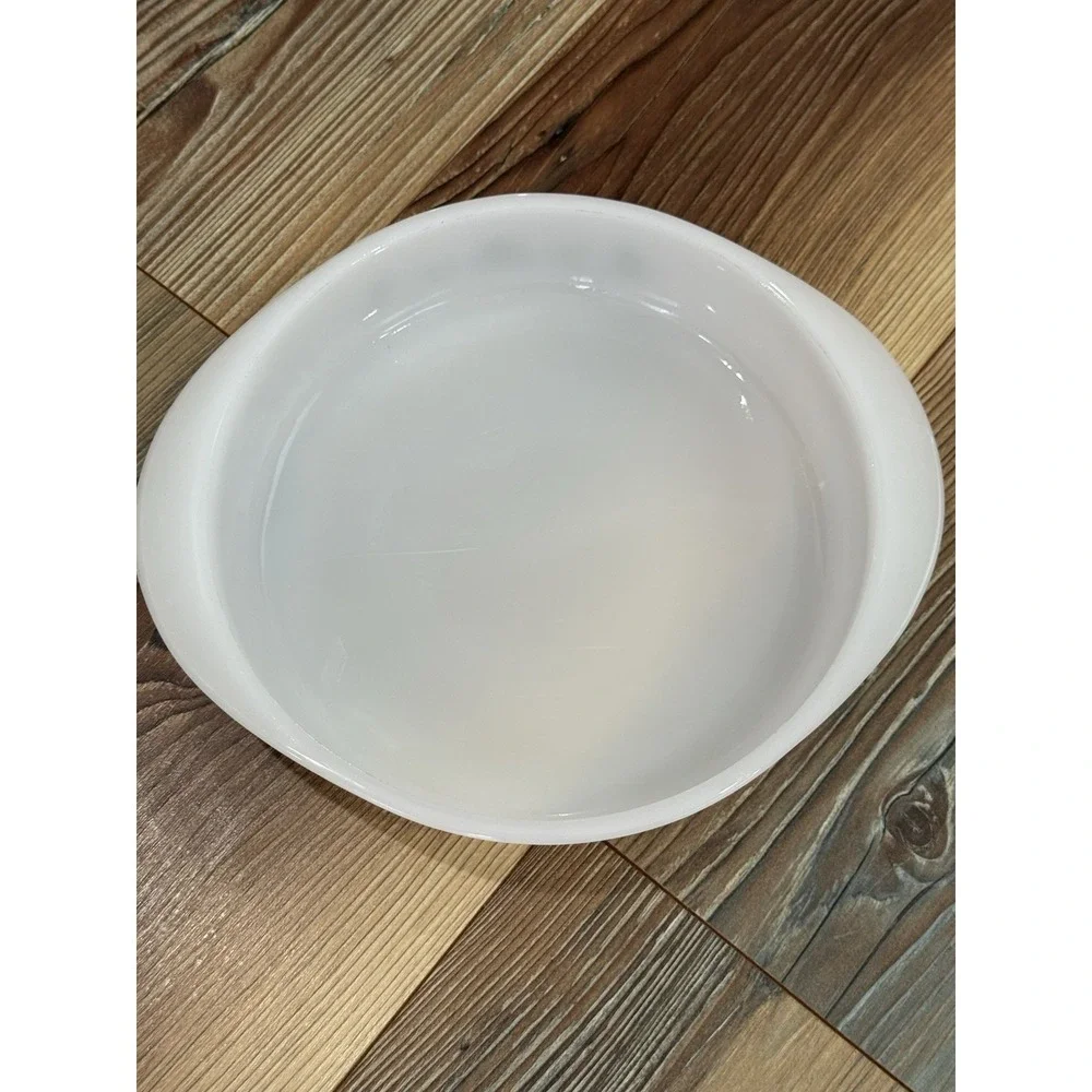 Glasbake white green flowers Casserole Dish J-2429  8 inch.  No lid.  Vintage